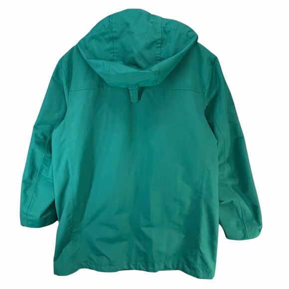 Lands End Squall Raincoat Women L Green Hooded Jacket Waterproof Outdoor Travel - Picture 5 of 16